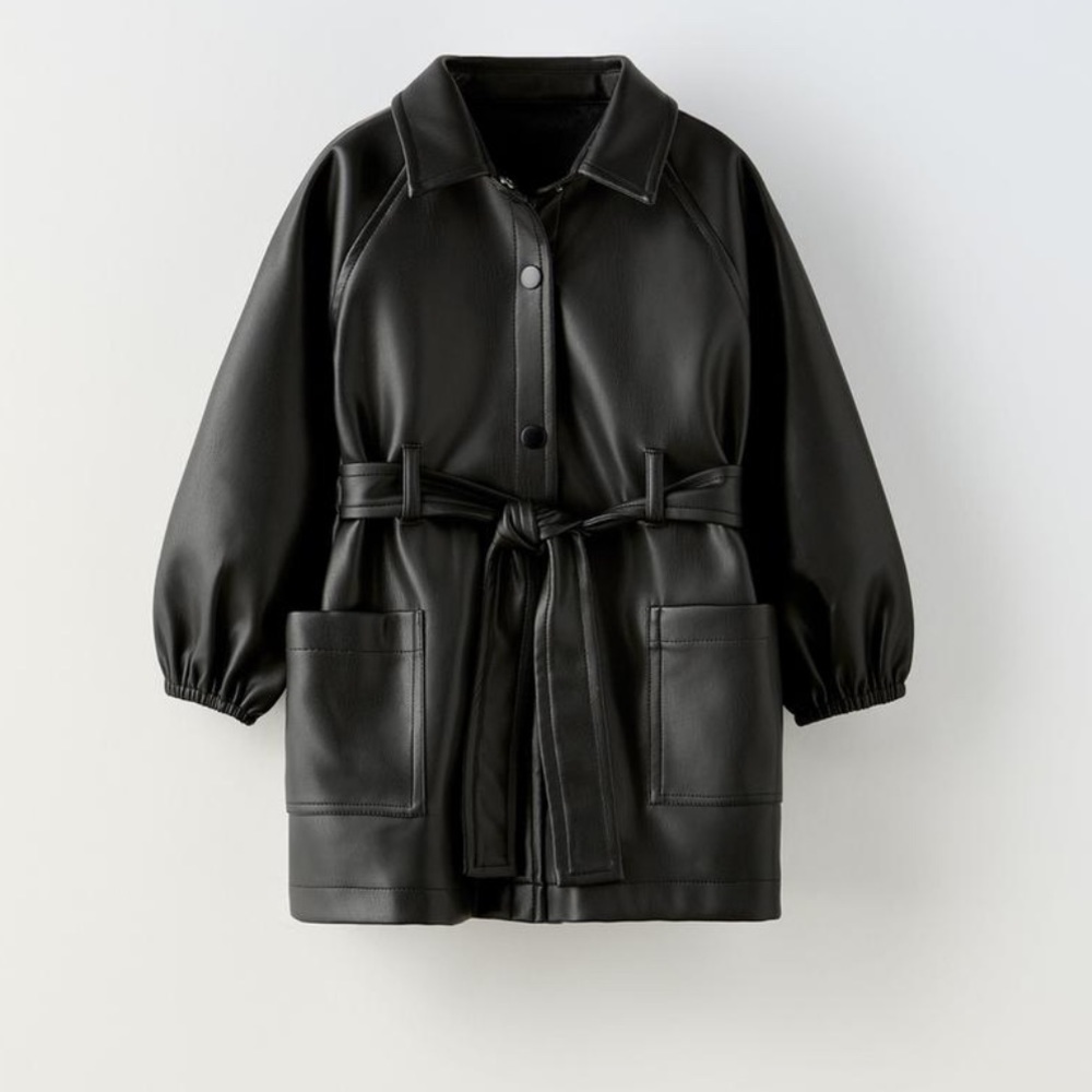 NWOT Zara - Toddler Girl’s Feaux Leather Belted Dress Size 18-24 months